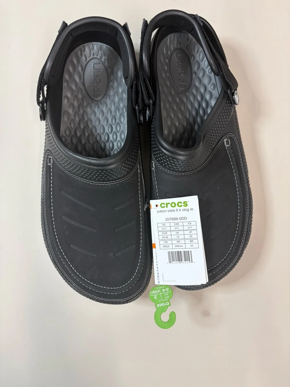 CROCS Yukon Vista II Clog - Black with White Stitching